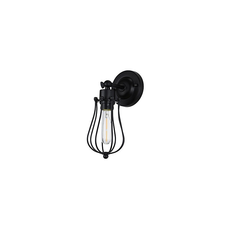 Lámpara de pared de acero pintado, estilo café americano negro, estilo retro, con sable de luz.