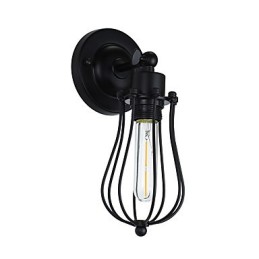 Lámpara de pared de acero pintado, estilo café americano negro, estilo retro, con sable de luz.