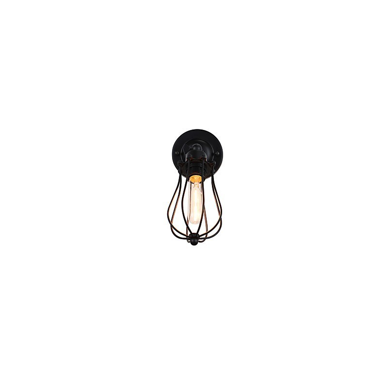 Lámpara de pared de acero pintado, estilo café americano negro, estilo retro, con sable de luz.