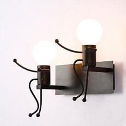 Lámpara de pared de hierro estilo country americano, creativa, para dormitorio, mesita de noche, cálida, estilo villano.