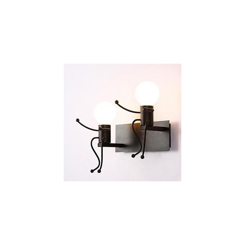 Lámpara de pared de hierro estilo country americano, creativa, para dormitorio, mesita de noche, cálida, estilo villano.