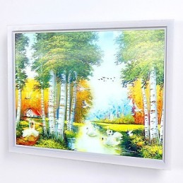 Pintura contemporánea moderna integrada para apliques de pared con luz ambiental.