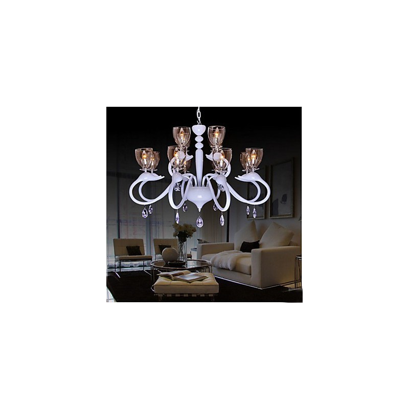 Lámpara colgante de cristal estilo europeo con forma de cisne, 12 luces, individualidad creativa