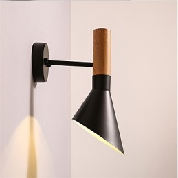 Lámparas de pared de metal con vetas de madera estilo norte de Europa para sala de estar, restaurante, ángulo de luz ajustable