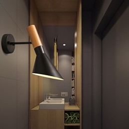 Lámparas de pared de metal con vetas de madera estilo norte de Europa para sala de estar, restaurante, ángulo de luz ajustable