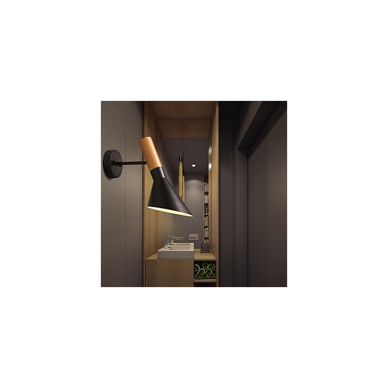 Lámparas de pared de metal con vetas de madera estilo norte de Europa para sala de estar, restaurante, ángulo de luz ajustable