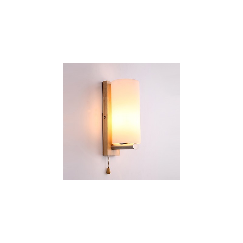 Aplique de pared con luz ambiental de estilo mini, novedoso, con protección para los ojos, de madera de troncos, para dormitorio y mesita de noche.