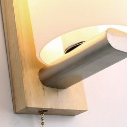 Aplique de pared con luz ambiental de estilo mini, novedoso, con protección para los ojos, de madera de troncos, para dormitorio y mesita de noche.