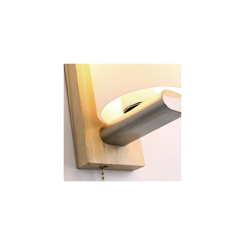 Aplique de pared con luz ambiental de estilo mini, novedoso, con protección para los ojos, de madera de troncos, para dormitorio y mesita de noche.