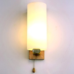 Aplique de pared con luz ambiental de estilo mini, novedoso, con protección para los ojos, de madera de troncos, para dormitorio y mesita de noche.