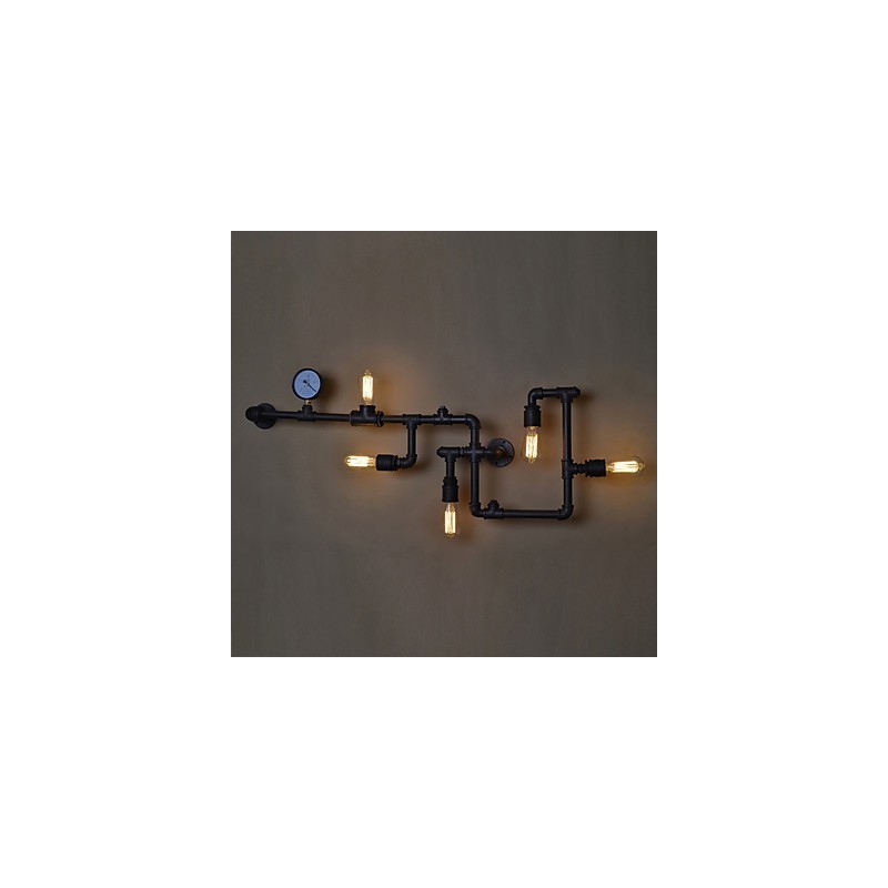Lámparas de pared industriales tipo loft, apliques de pared Edison antiguos con bombillas, lámpara de pared de tubo vintage para iluminación de sala de estar.