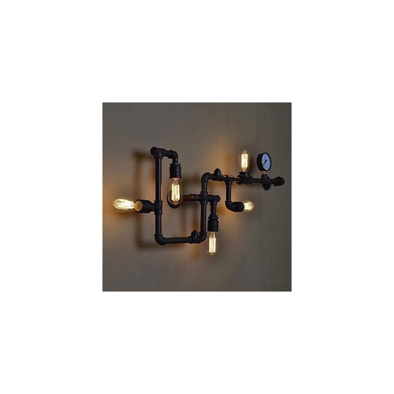 Lámparas de pared industriales tipo loft, apliques de pared Edison antiguos con bombillas, lámpara de pared de tubo vintage para iluminación de sala de estar.