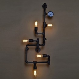 Lámparas de pared industriales tipo loft, apliques de pared Edison antiguos con bombillas, lámpara de pared de tubo vintage para iluminación de sala de estar.