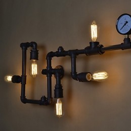 Lámparas de pared industriales tipo loft, apliques de pared Edison antiguos con bombillas, lámpara de pared de tubo vintage para iluminación de sala de estar.