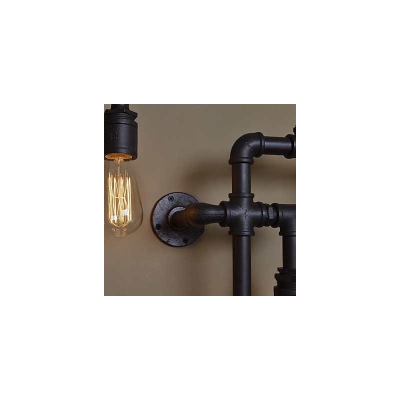 Lámparas de pared industriales tipo loft, apliques de pared Edison antiguos con bombillas, lámpara de pared de tubo vintage para iluminación de sala de estar.