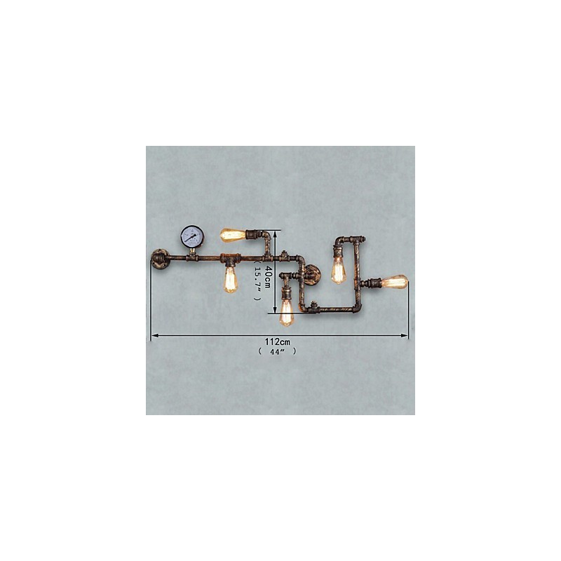 Lámparas de pared industriales tipo loft, apliques de pared Edison antiguos con bombillas, lámpara de pared de tubo vintage para iluminación de sala de estar.
