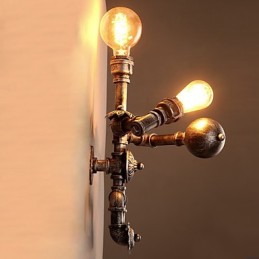 Lámparas de pared con diseño de tubería de agua para loft, estilo industrial retro, diseño de robot creativo, de metal, para restaurantes, cafeterías, bares, mesas de bar, apliques de pared