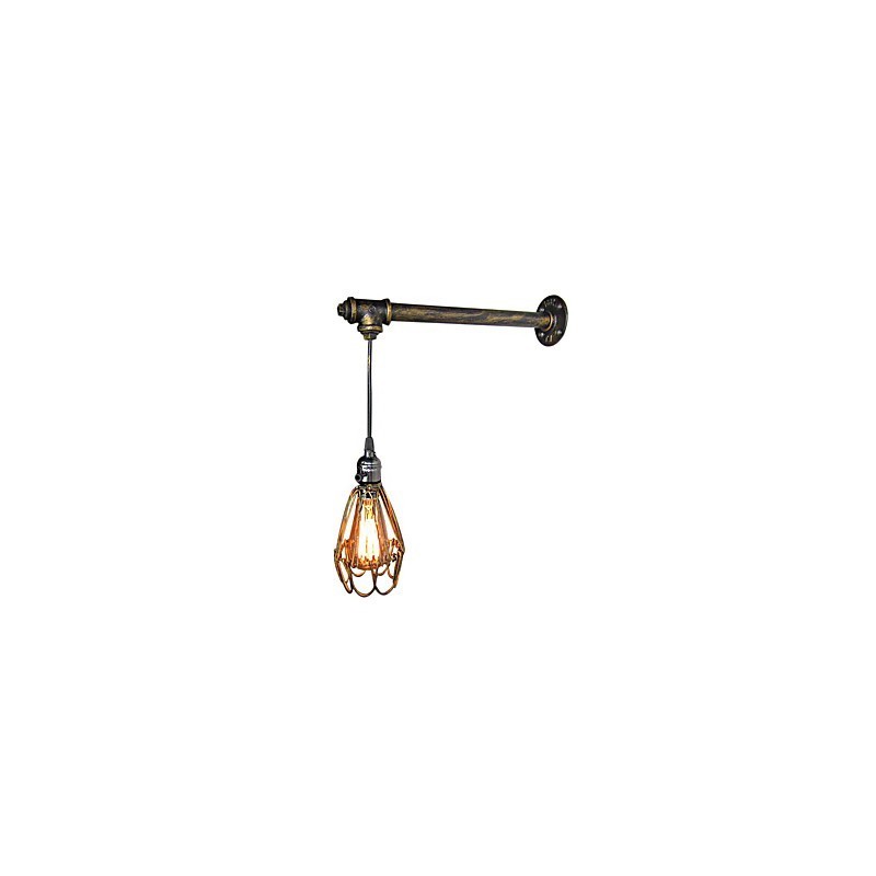Lámpara de pared vintage tipo loft para restaurante, cafetería, pasillo, bar, lámpara de pared de jaula de hierro, iluminación industrial de tubos de hierro