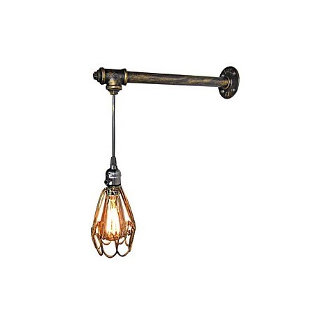 Lámpara de pared vintage tipo loft para restaurante, cafetería, pasillo, bar, lámpara de pared de jaula de hierro, iluminación industrial de tubos de hierro Lámpara de pared vintage tipo loft para restaurante, cafetería, pasillo, bar, lámpara de pared de jaula de hierro, iluminación industrial de tubos de hierro