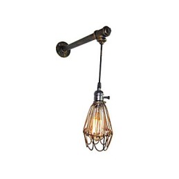 Lámpara de pared vintage tipo loft para restaurante, cafetería, pasillo, bar, lámpara de pared de jaula de hierro, iluminación industrial de tubos de hierro