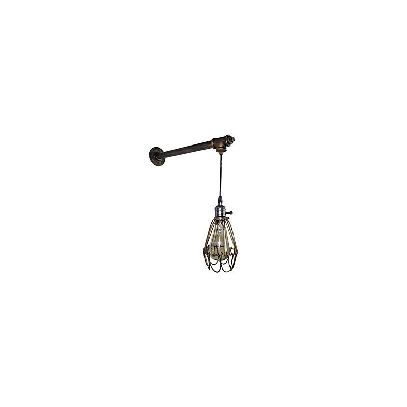 Lámpara de pared vintage tipo loft para restaurante, cafetería, pasillo, bar, lámpara de pared de jaula de hierro, iluminación industrial de tubos de hierro