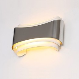 Aplique de pared con luz ambiental integrada, moderno y contemporáneo, cromado