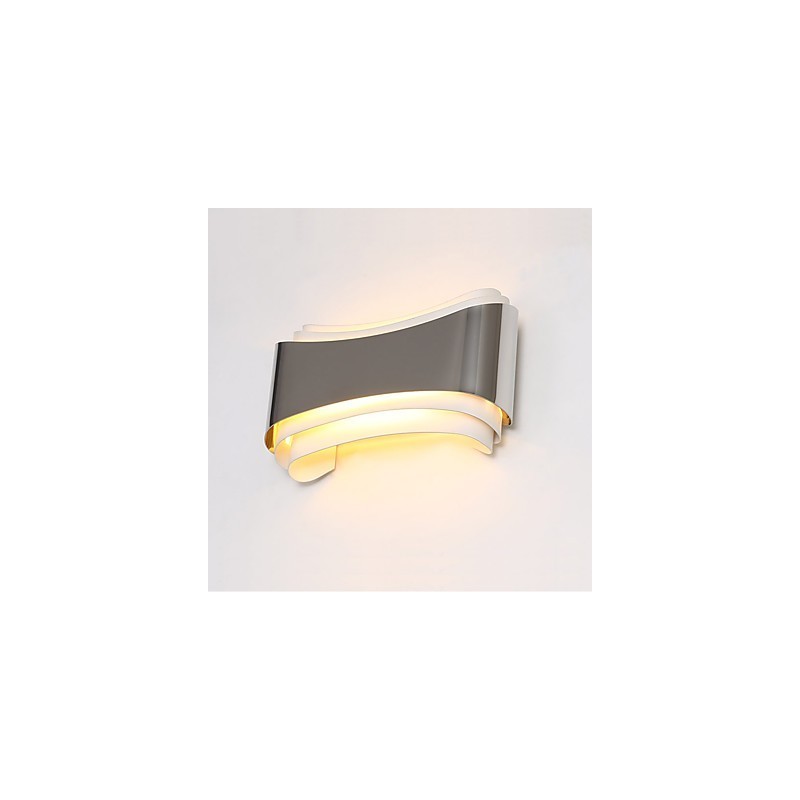 Aplique de pared con luz ambiental integrada, moderno y contemporáneo, cromado