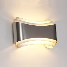 Aplique de pared con luz ambiental integrada, moderno y contemporáneo, cromado