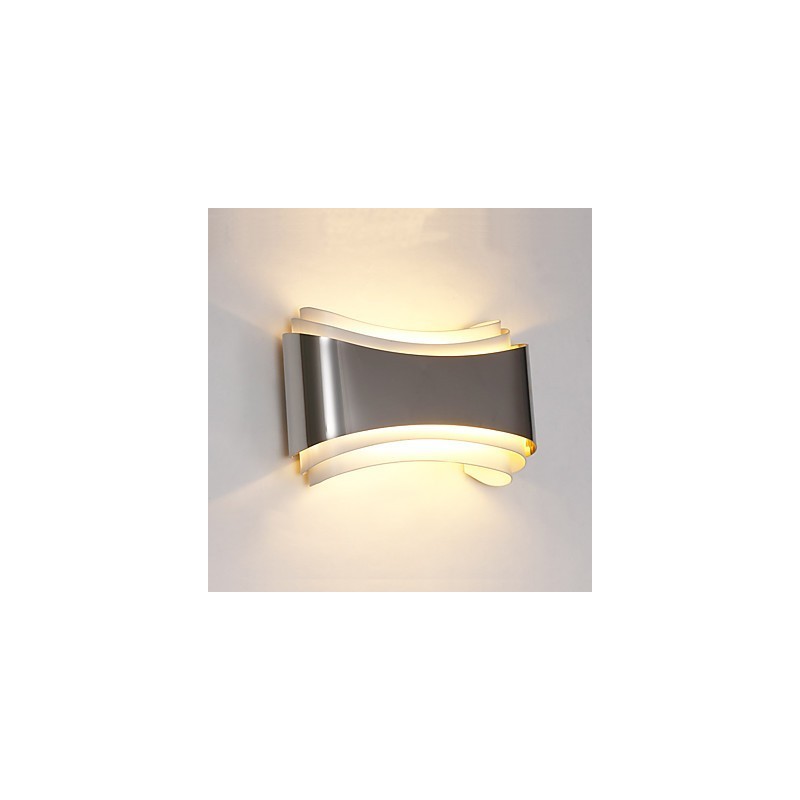 Aplique de pared con luz ambiental integrada, moderno y contemporáneo, cromado