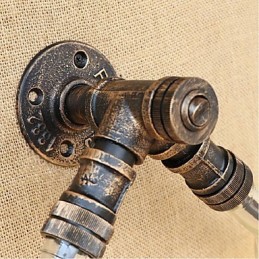 Lámpara de pared estilo retro americano con diseño de viento, estilo industrial creativo, con botella de agua, color azul transparente.