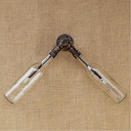 Lámpara de pared estilo retro americano con diseño de viento, estilo industrial creativo, con botella de agua, color azul transparente.