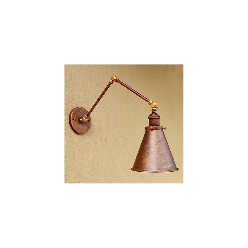 Aplique de pared plegable retráctil nostálgico retro creativo de medio óxido con brazo largo