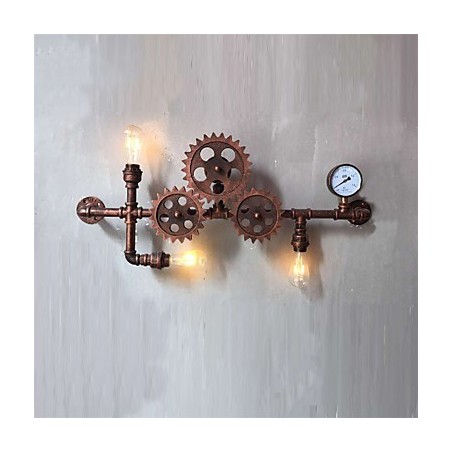 Lámparas de pared de tubo industriales vintage con forma de engranaje de madera, luces giratorias creativas, iluminación decorativa para restaurantes, cafeterías y bares. Lámparas de pared de tubo industriales vintage con forma de engranaje de madera, luces giratorias creativas, iluminación decorativa para restaurantes, cafeterías y bares.