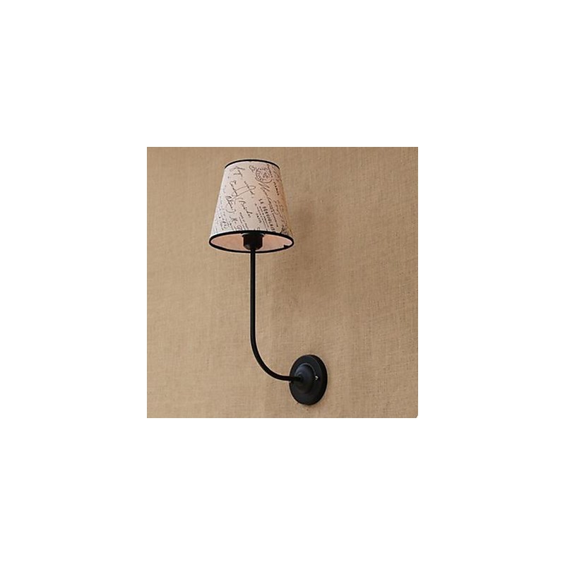 Lámpara de pared moderna, sucinta, de moda, para bar, restaurante, desayuno nostálgico, cubierta de tela, de hierro forjado curvado
