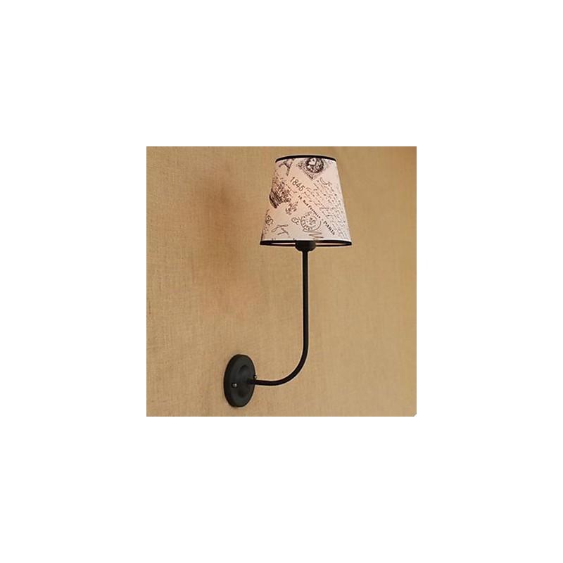 Lámpara de pared moderna, sucinta, de moda, para bar, restaurante, desayuno nostálgico, cubierta de tela, de hierro forjado curvado