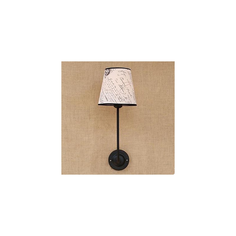 Lámpara de pared moderna, sucinta, de moda, para bar, restaurante, desayuno nostálgico, cubierta de tela, de hierro forjado curvado