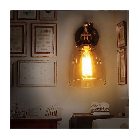 Aplique de pared industrial Edison Simplicity de vidrio con base de metal para comedor, sala de estudio, oficina, pasillo, luz de pared Aplique de pared industrial Edison Simplicity de vidrio con base de metal para comedor, sala de estudio, oficina, pasillo, luz de pared