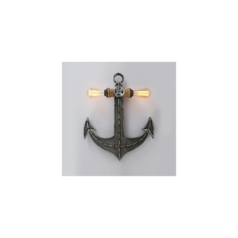 Lámparas de pared industriales vintage con forma de ancla de barco de madera, iluminación creativa para decoración de restaurantes, cafeterías y bares.