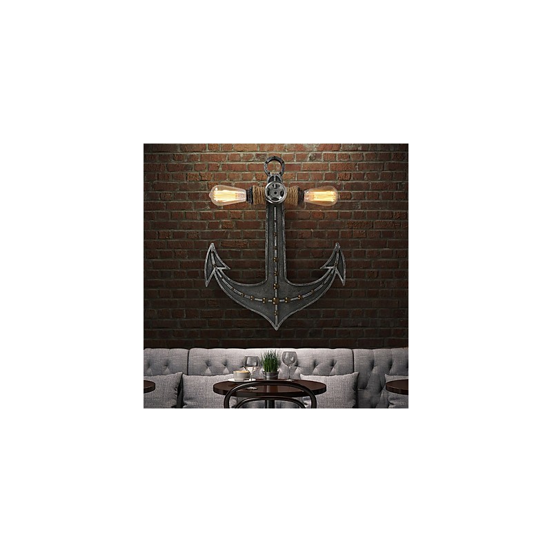 Lámparas de pared industriales vintage con forma de ancla de barco de madera, iluminación creativa para decoración de restaurantes, cafeterías y bares.