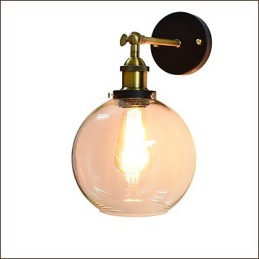 Lámpara de pared de hierro negra, lámpara de pared retro simple, lámpara de pared decorativa de un solo cabezal, estilo europeo