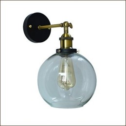 Lámpara de pared de hierro negra, lámpara de pared retro simple, lámpara de pared decorativa de un solo cabezal, estilo europeo