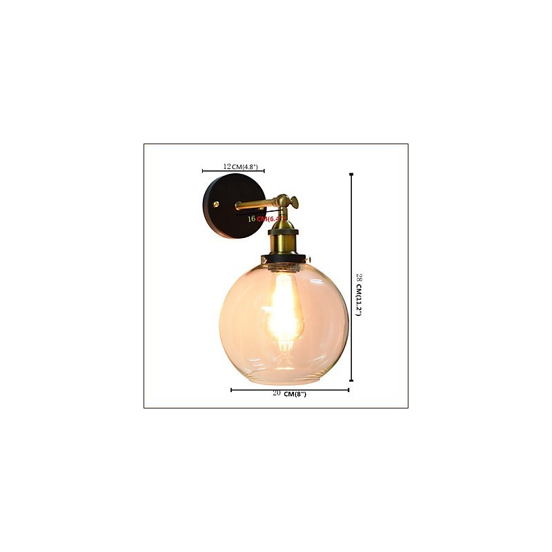 Lámpara de pared de hierro negra, lámpara de pared retro simple, lámpara de pared decorativa de un solo cabezal, estilo europeo