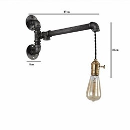 Lámparas de pared de tubo industriales vintage con interruptor, luces creativas para restaurante, cafetería, bar, decoración, iluminación con 1 luz, acabado pintado.