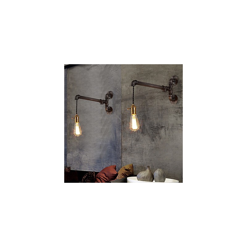 Lámparas de pared de tubo industriales vintage con interruptor, luces creativas para restaurante, cafetería, bar, decoración, iluminación con 1 luz, acabado pintado.