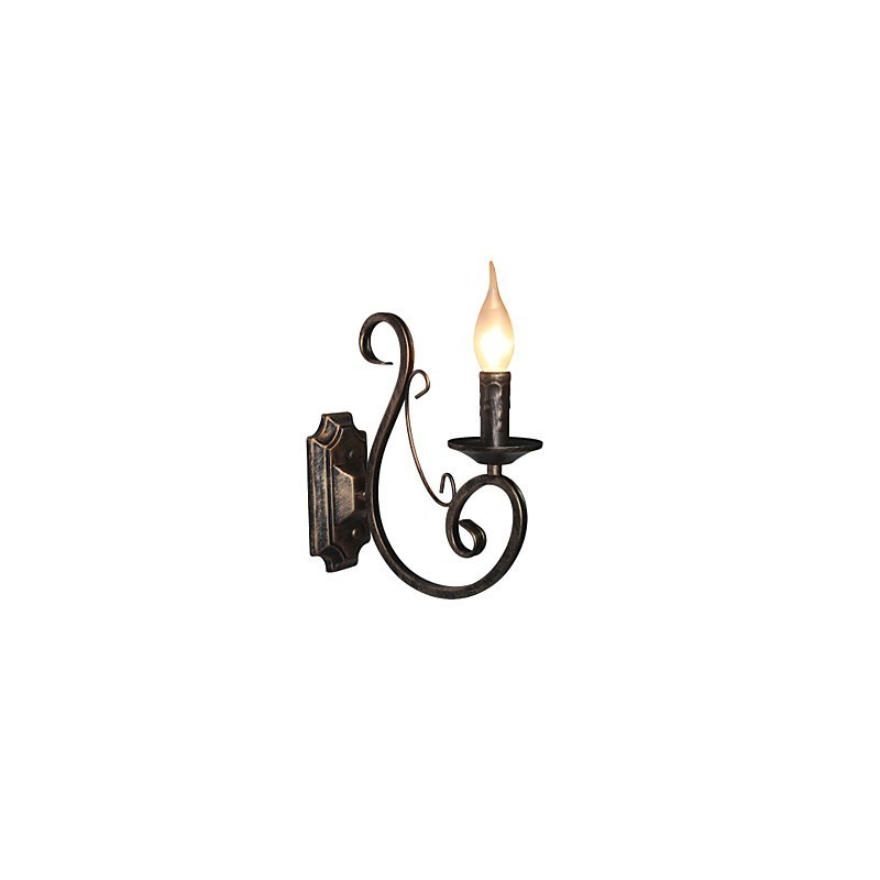 Mini lámpara de pared retro para pasillo, de metal, con forma de vela.