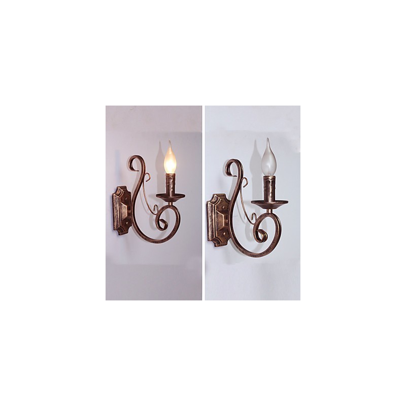Mini lámpara de pared retro para pasillo, de metal, con forma de vela.