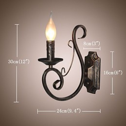 Mini lámpara de pared retro para pasillo, de metal, con forma de vela.