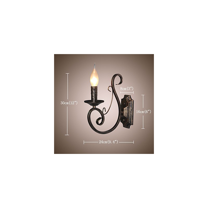 Mini lámpara de pared retro para pasillo, de metal, con forma de vela.
