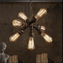 Lámpara colgante de 7 luces estilo retro con diseño de tubería de agua industrial americana