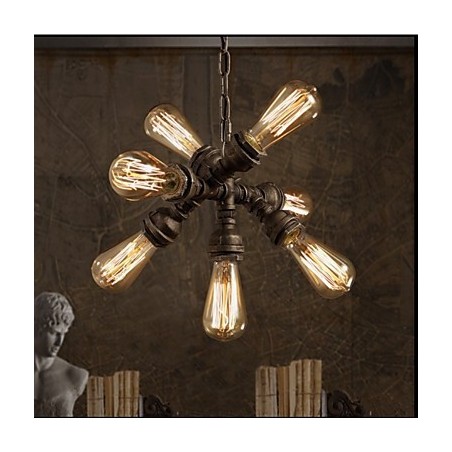 Lámpara colgante de 7 luces estilo retro con diseño de tubería de agua industrial americana Lámpara colgante de 7 luces estilo retro con diseño de tubería de agua industrial americana